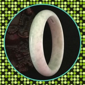 Natural white green jade bangle